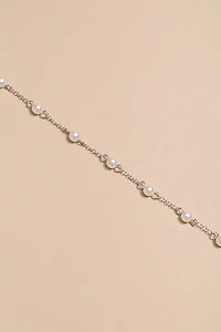 Annie Stainless Steel Pearl Station Anklet