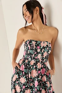 Gabby Strapless Floral Midi Dress