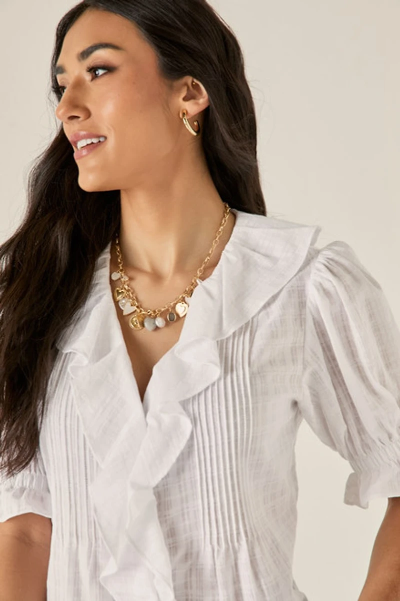 Kirsten Ruffle Button Down Top
