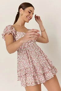 Vimmi Pink Floral Short Sleeve Romper