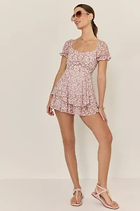 Vimmi Pink Floral Short Sleeve Romper