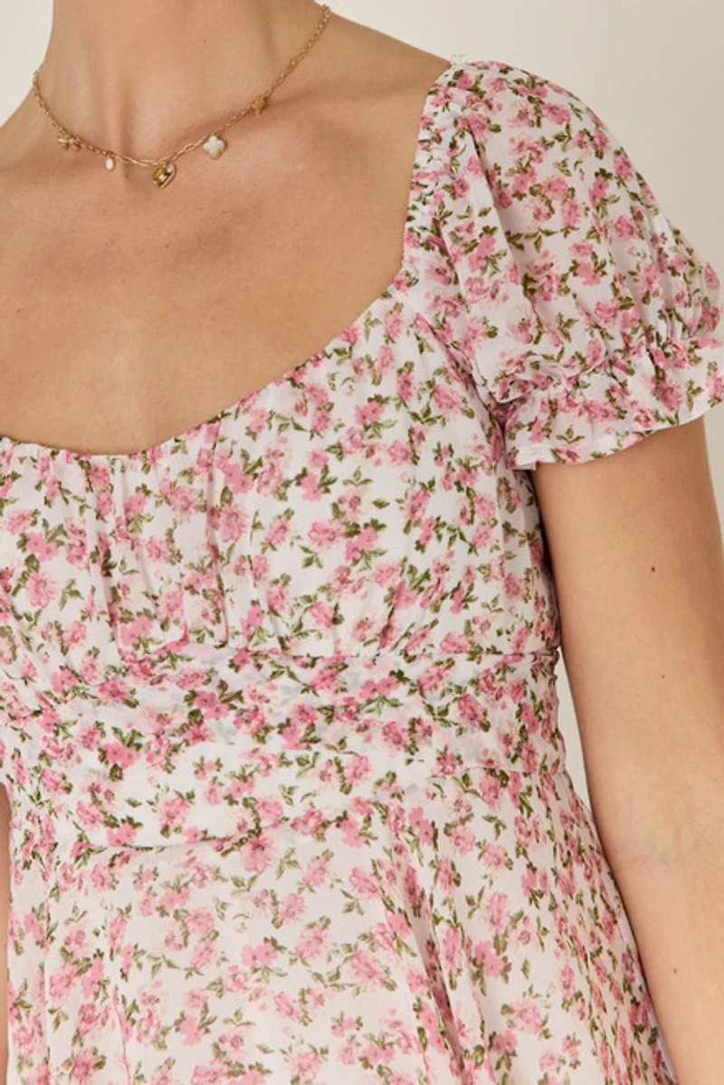 Vimmi Pink Floral Short Sleeve Romper