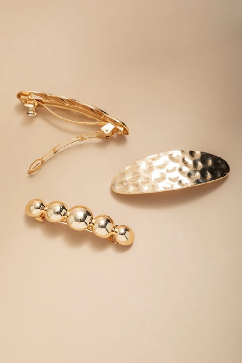 Lesley Stainless Steel Hair Barrette Set