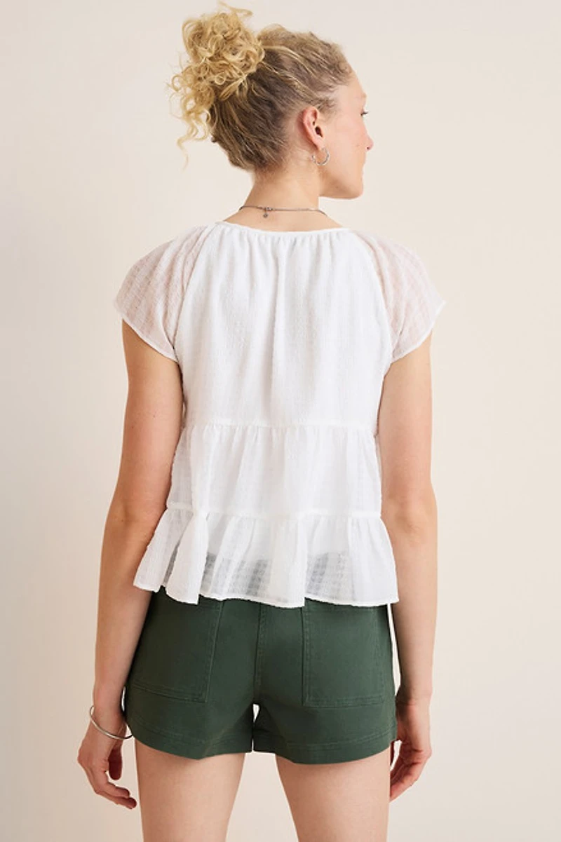 Tina Tie Front Tiered Blouse