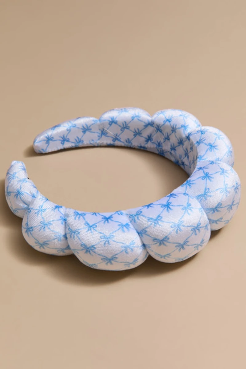 Bow Print Puffy Spa Headband
