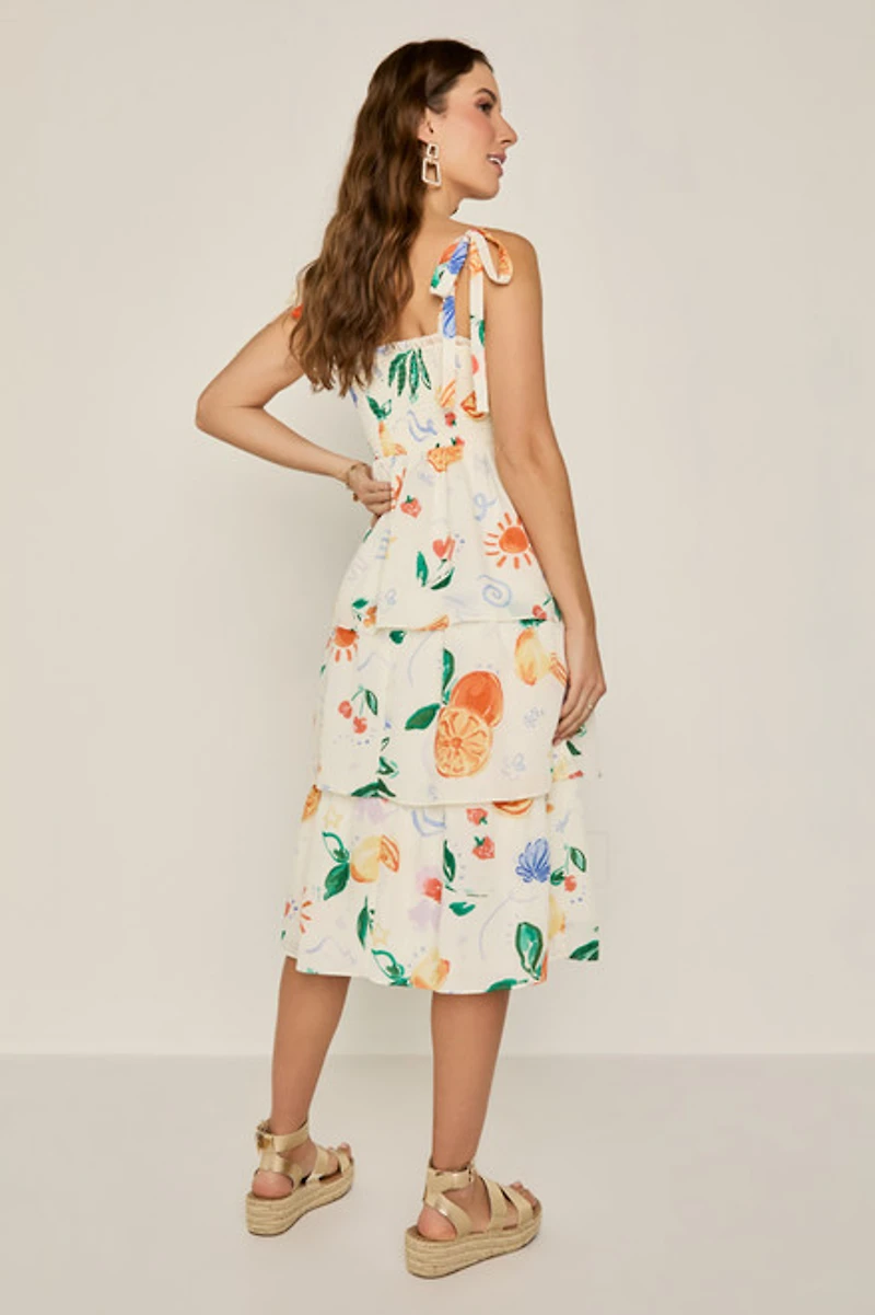 Monna Fruit Print Midi Dress