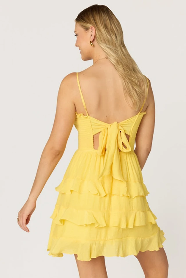 Forever 21 Women's Cutout Ruffle-Tiered Mini Dress in White Small |  Connecticut Post Mall