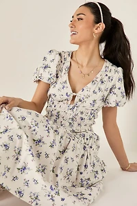 Kim Smocked Floral Midi Dress