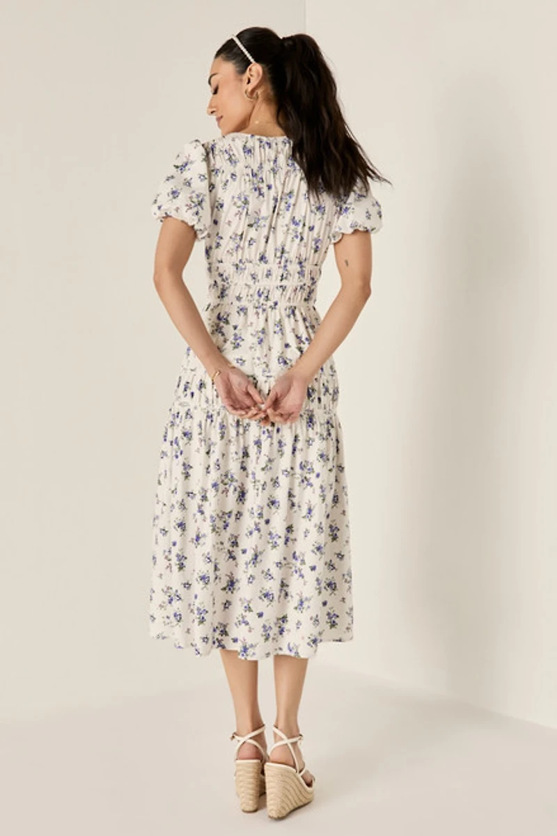 Kim Smocked Floral Midi Dress