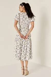 Kim Smocked Floral Midi Dress