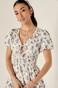 Kim Smocked Floral Midi Dress