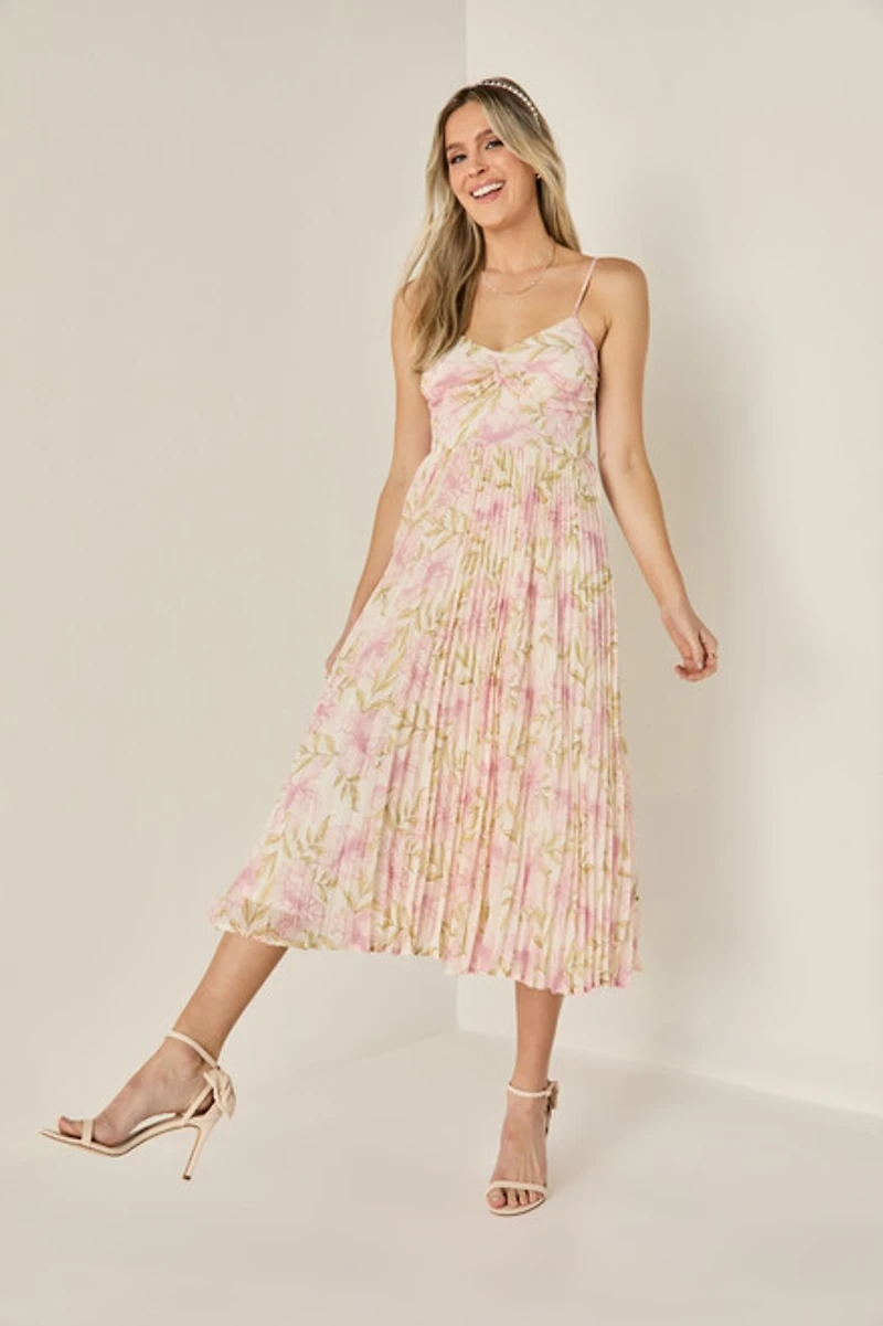 Charlie Floral Pleated Midi Dress