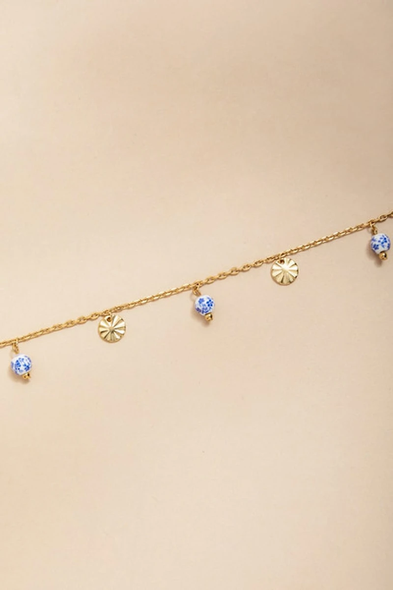 Dee Stainless Steel Ceramic Charm Anklet