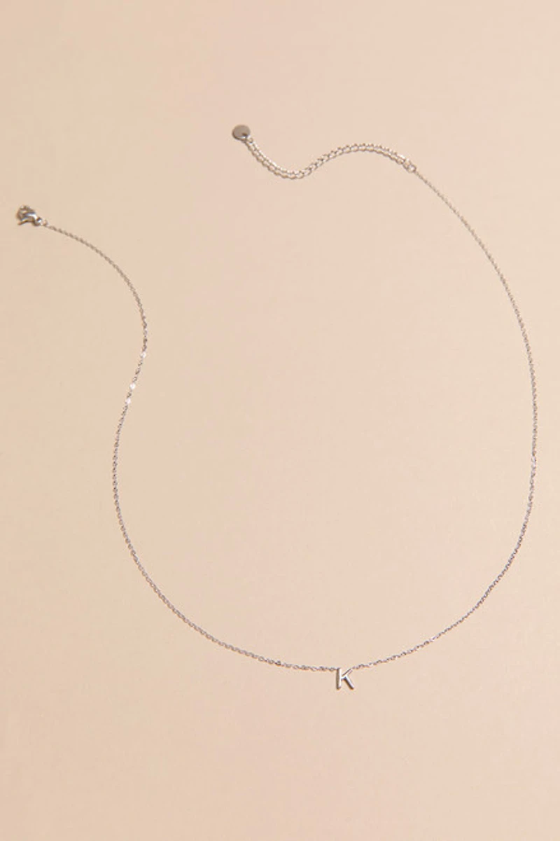 K Stainless Steel Mini Initial Necklace
