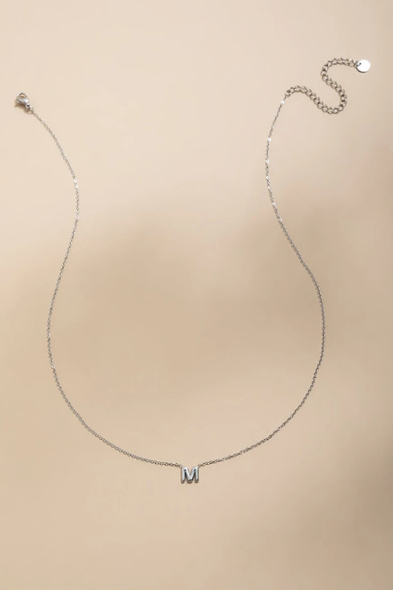 M Stainless Steel Initial Pendant Necklace