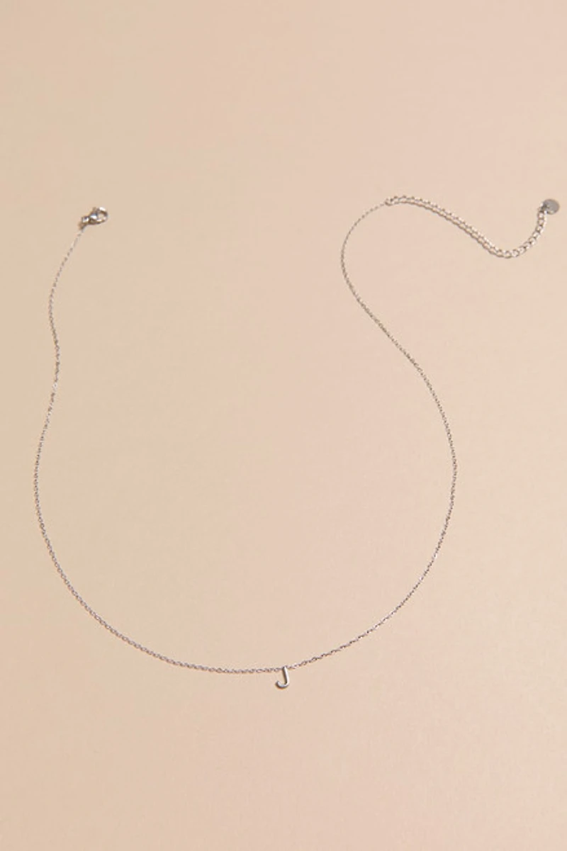 J Stainless Steel Mini Initial Necklace