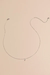 J Stainless Steel Mini Initial Necklace
