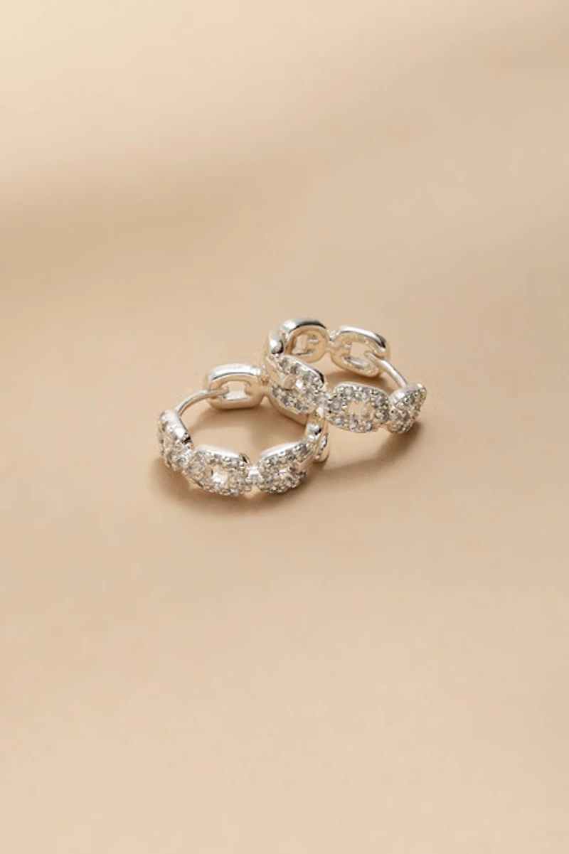 Lauren Crystal Link Huggie Earrings