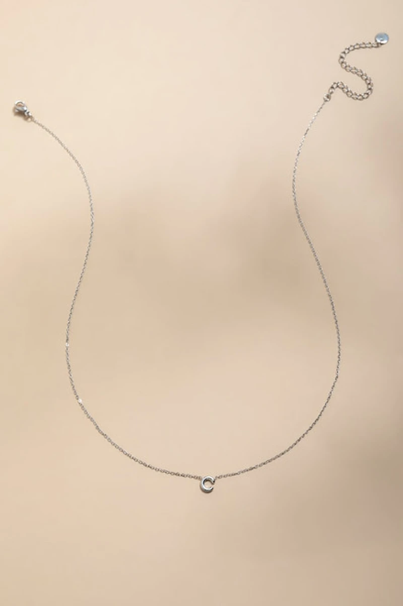 C Stainless Steel Initial Pendant Necklace
