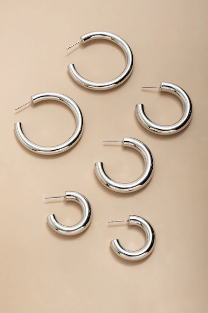 Hannah Chunky Hoop Earringg Set