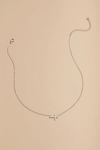 Josie Stainless Steel Sideways Cross Pendant Necklace