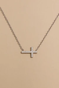 Josie Stainless Steel Sideways Cross Pendant Necklace