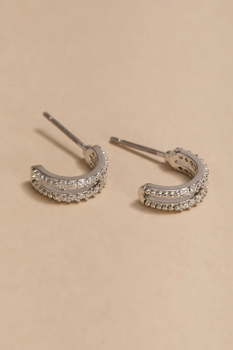 Alyson Double Pave Mini Huggie Hoop Earrings