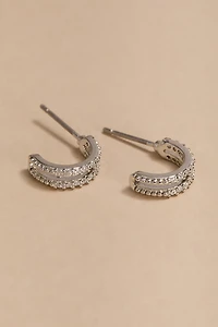 Alyson Double Pave Mini Huggie Hoop Earrings