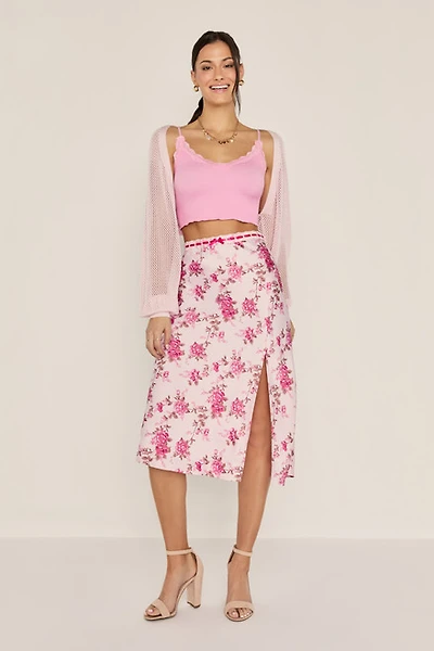 Penelope Floral Satin Midi Skirt