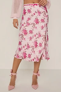 Penelope Floral Satin Midi Skirt