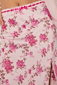 Penelope Floral Satin Midi Skirt