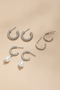 Clare Silver and Pearl Earring Set