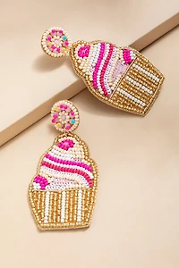 Hannah Beaded Cupcake Drop Earrings