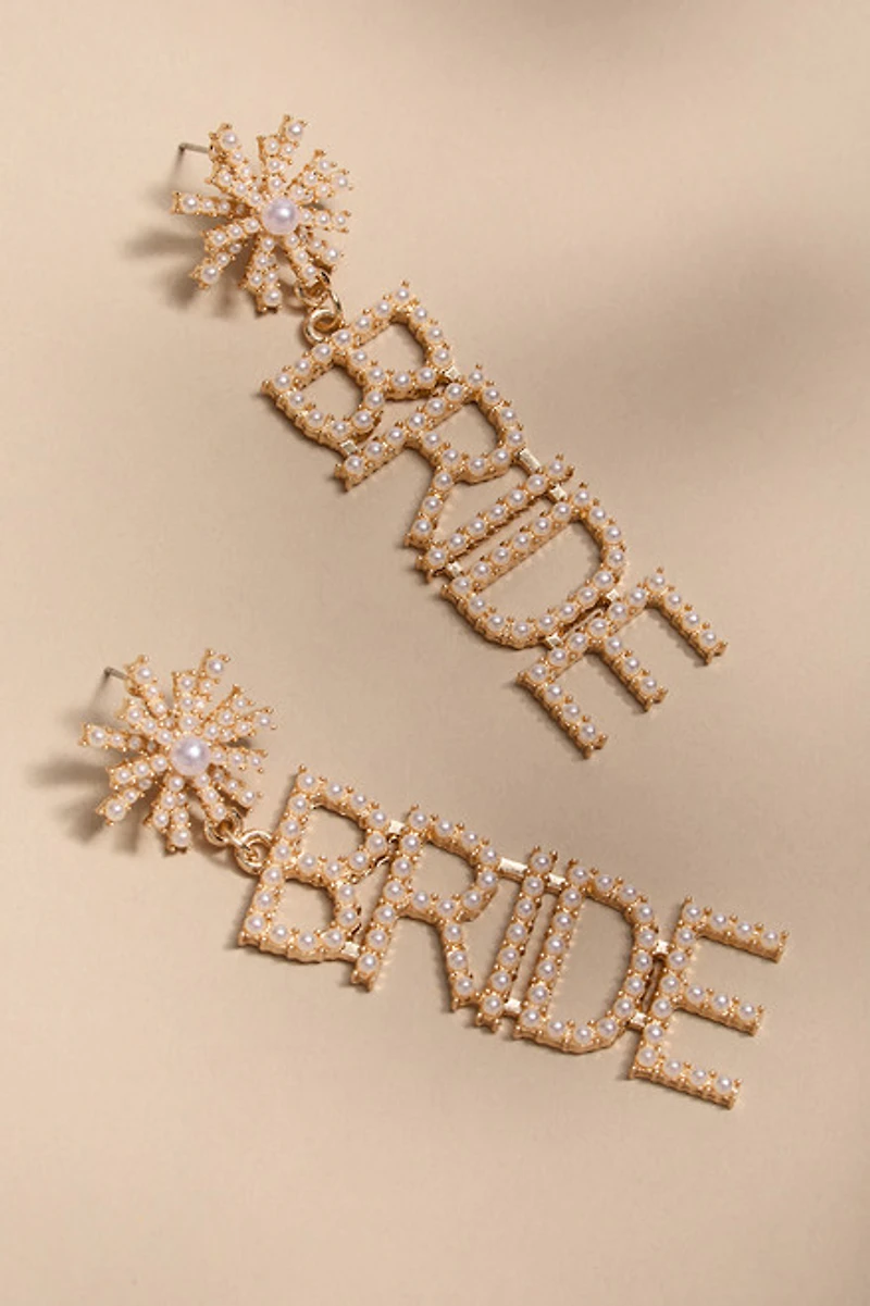 Bride Pearl Linear Drop Earrings