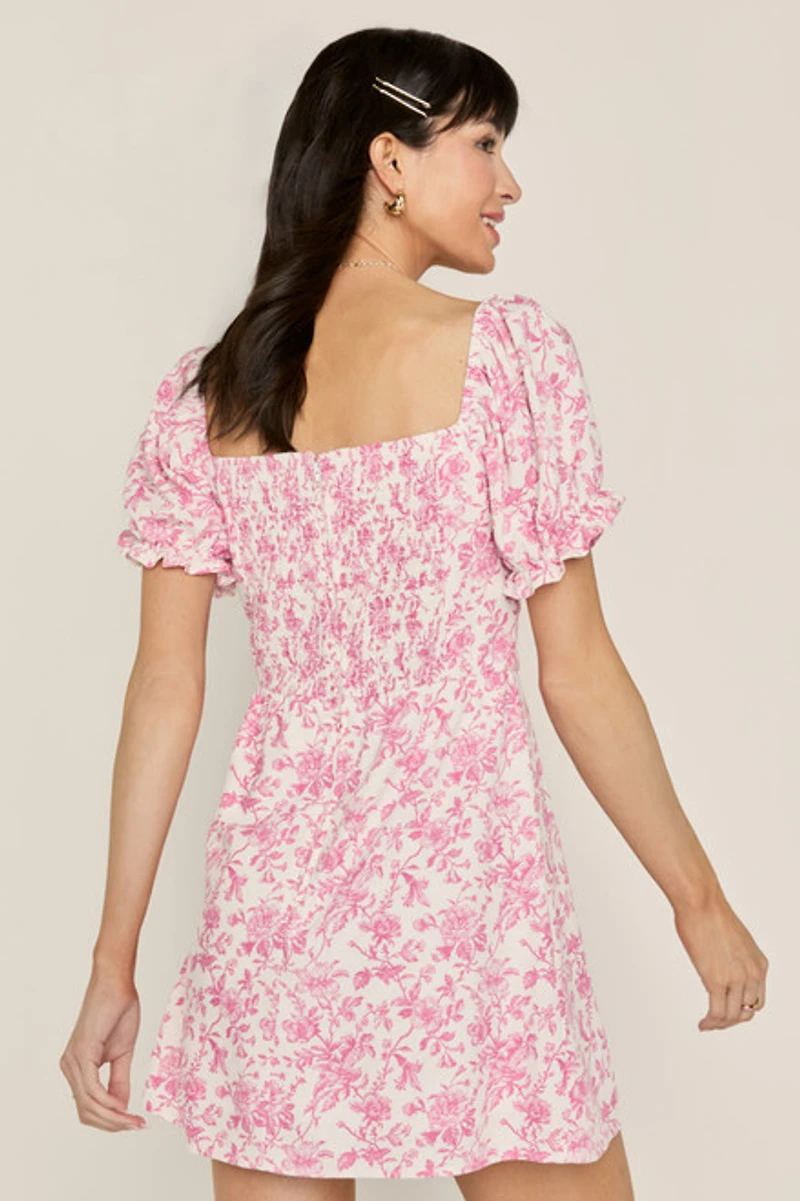 Layla Postcard Print Mini Dress