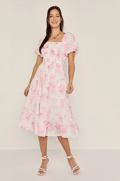 Mae Smocked Floral Midi Dress