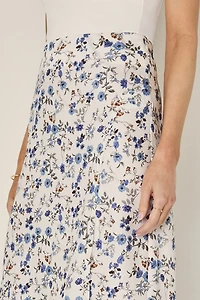 Rosalyn Floral Satin Midi Skirt