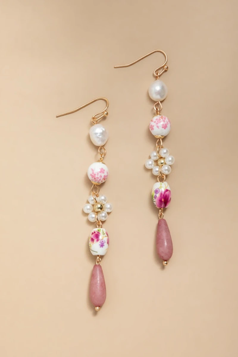 Kathy Ceramic Pearl Drop Earrings