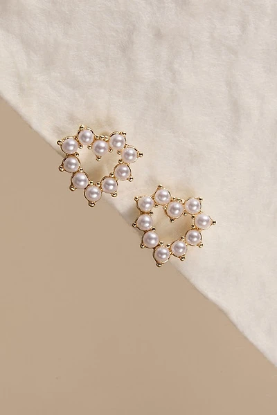 Naomi Pearl Heart Stud Earrings