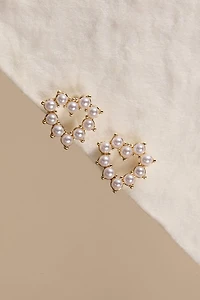 Naomi Pearl Heart Stud Earrings