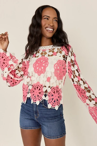 Brenda Crochet Pullover Sweater