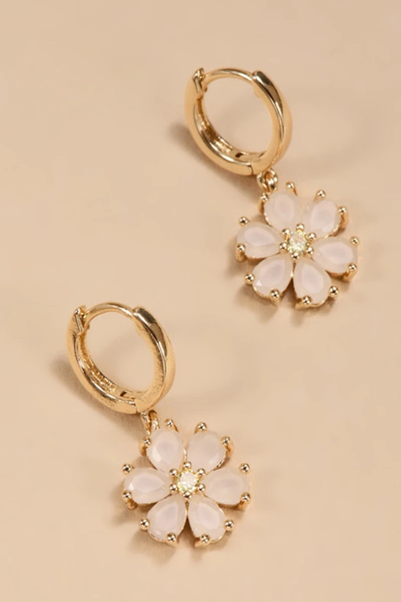Becky Flower Huggie Hoop Earrings