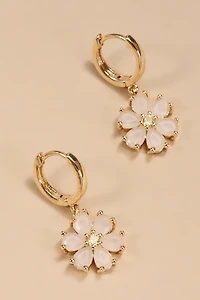 Becky Flower Huggie Hoop Earrings