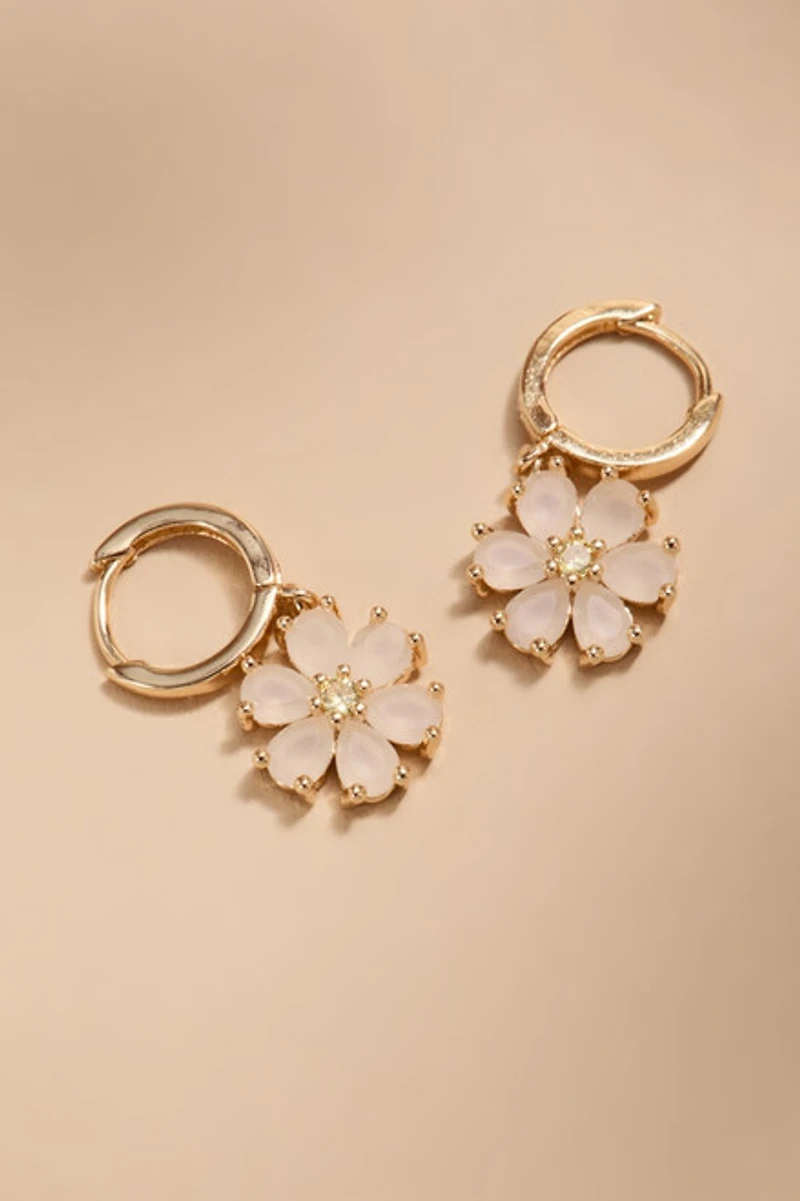 Becky Flower Huggie Hoop Earrings