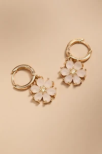Becky Flower Huggie Hoop Earrings