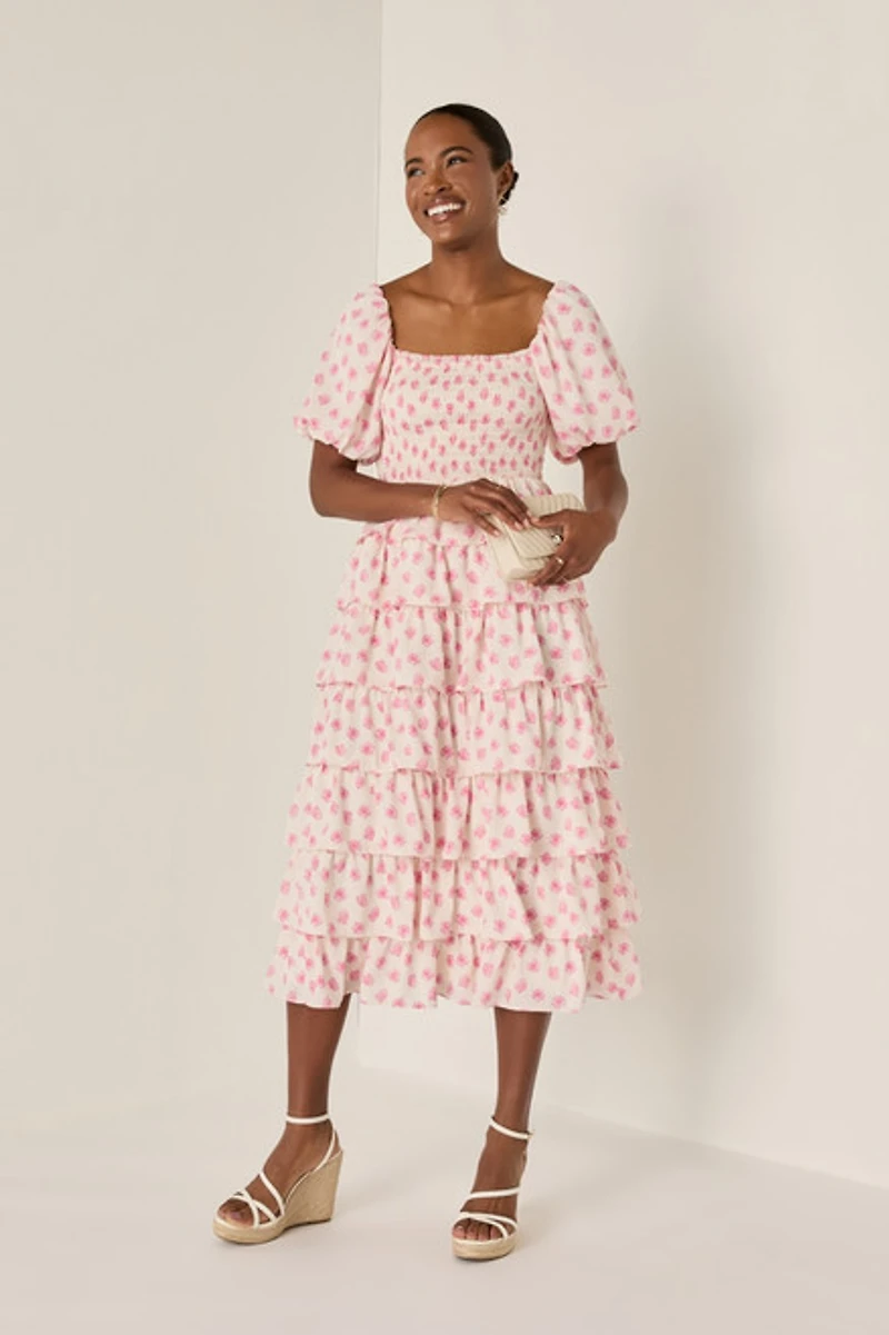 Suzi Tiered Floral Midi Dress