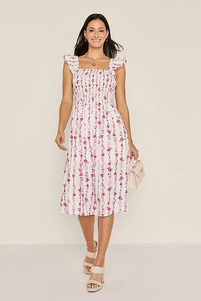 Marry Ruffle Sleeve Floral Midi Dress