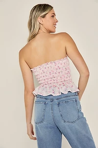 Mandy Strapless Floral Smocked Top