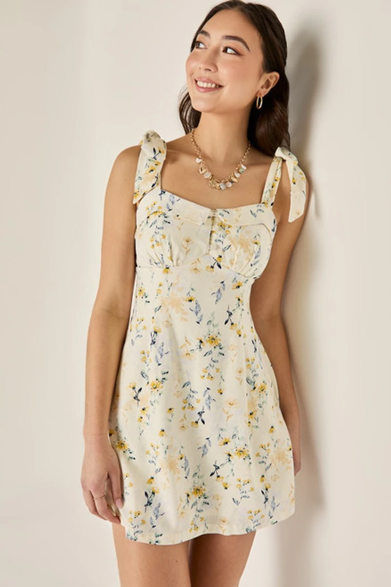Holly Button Front Floral Mini Dress