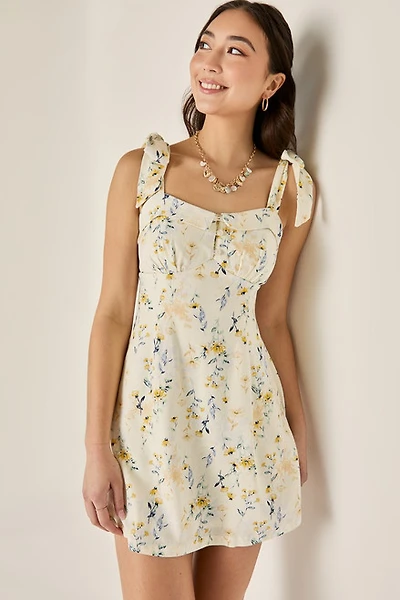 Holly Button Front Floral Mini Dress